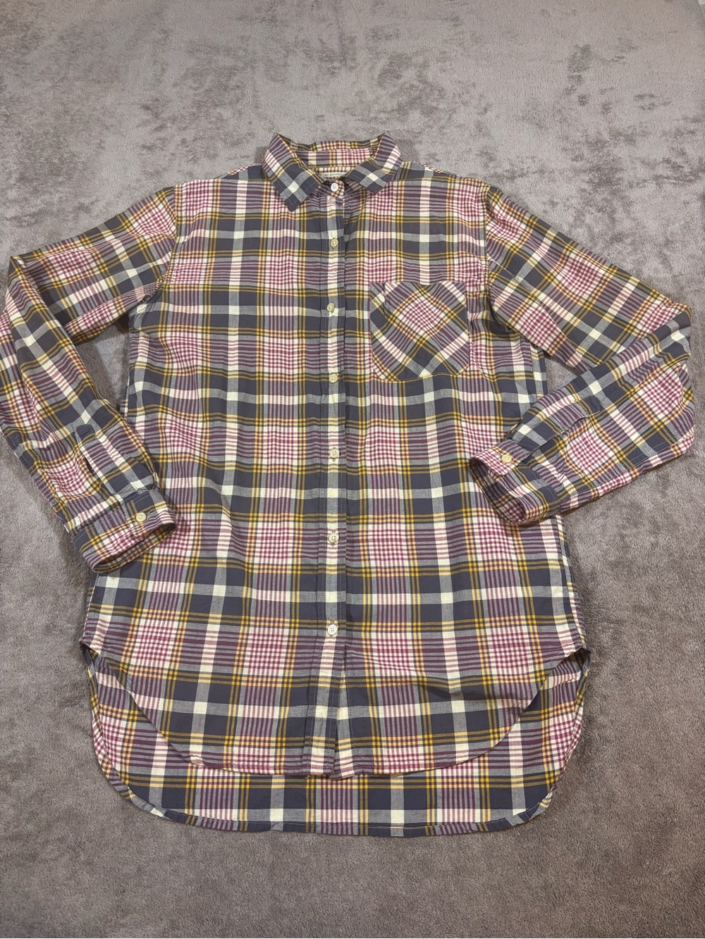 Denim & Supply Ralph Lauren Plaid Button-Down Shirt Gray Yellow Red Womens Small